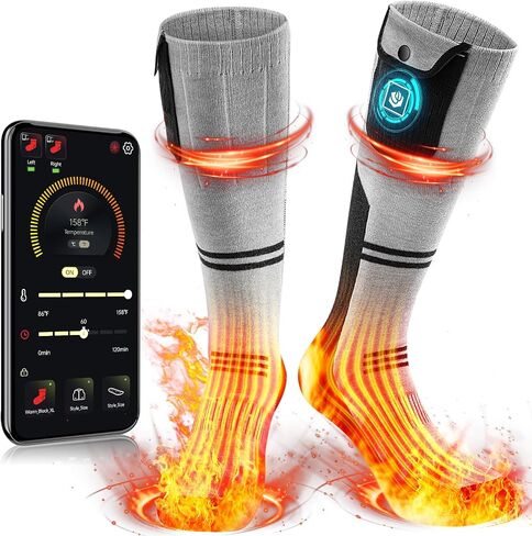 WASOTO Heated Socks for Men Women 22.2WH Battery Washable Rechargeable APP Control Electric Heated ski Socks for Hunting in Saudi Arabia