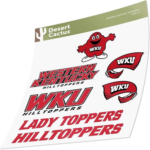 Desert Cactus Western Kentucky University Sticker Western Kentucky Hilltoppers Vinyl Decal Laptop Water Bottle Car Scrapbook Sheet (Type 2) in Saudi Arabia