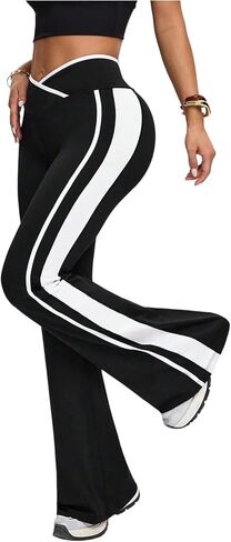 SHENHE Women's Flare Leggings V Crossover Side Stripe Bell Bottom Stretch Bootcut Yoga Pants in Saudi Arabia