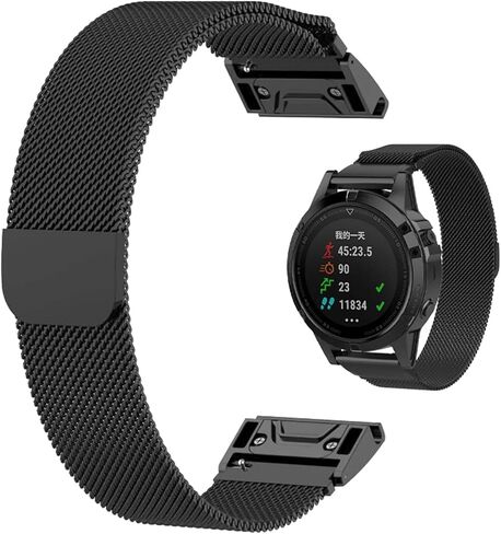 حزام مغناطيسي HAZELS لـ Garmin Fenix ​​7X 3 HR 5X 6X 6 Pro 5 Plus سوار ساعة ميلانيزي معدني 20/22/26 مم لـ Forerunner 935 945 Quick Pins (اللون: ذهبي وردي، الحجم: 20 مم Fenix5S 6S Pro) in Saudi Arabia