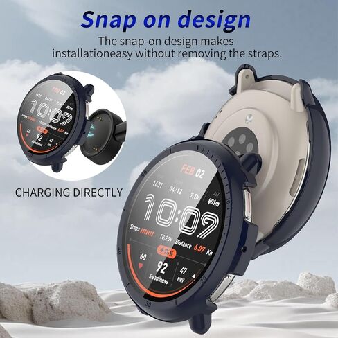 عبوة من 3 قطع لحافظة حماية الشاشة Amazfit Active 2 [تغطية كاملة]، ممتص الصدمات من البولي كربونات الصلب ملحقات حماية شاملة لفيلم Amazfit Active 2 المدمج في طبقة الزجاج المقسى in Kuwait
