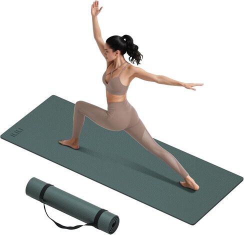 سجادة اليوجا من إيليلي بسمك إضافي 10 مم وطول إضافي 193 سم، 76 × 28 × 0.4 بوصة، مادة TPE مزدوجة اللون غير قابلة للانزلاق، سهلة الحمل مع حزام، مثالية لليوجا والبيلاتيس وتمارين الأرضية والاستخدام المنزلي والخارجي، صديقة للبيئة in Kuwait