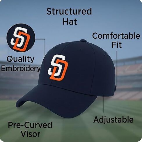 Officially Licensed San Diego Youth Boys Girls Navy Baseball Hat Classic Primary Team Logo Adjustable MVP Kids Blue Cap in Saudi Arabia