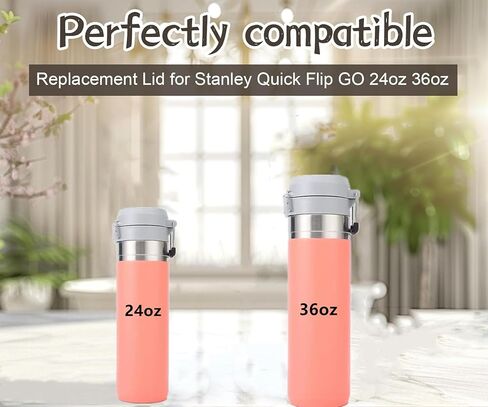 عبوة واحدة من غطاء بديل لـ Stanley Quick Flip GO، غطاء علوي مناسب لكأس ستانلي 24oz 36oz، غطاء زجاجة مياه بزر واحد متوافق مع ملحقات Stanley Quick Flip GO، مانع للتسرب (رمادي) in Kuwait