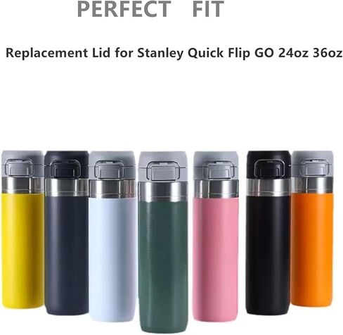 عبوة واحدة من غطاء بديل لـ Stanley Quick Flip GO، غطاء علوي مناسب لكأس ستانلي 24oz 36oz، غطاء زجاجة مياه بزر واحد متوافق مع ملحقات Stanley Quick Flip GO، مانع للتسرب (رمادي) in Kuwait