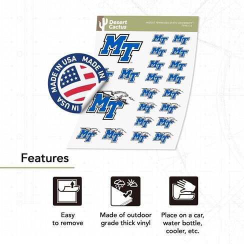 Desert Cactus Middle Tennessee State University Sticker Blue Raiders MTSU Vinyl Decals Laptop Water Bottle Car Scrapbook T1 (Type 1-1) in Saudi Arabia
