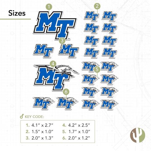 Desert Cactus Middle Tennessee State University Sticker Blue Raiders MTSU Vinyl Decals Laptop Water Bottle Car Scrapbook T1 (Type 1-1) in Saudi Arabia