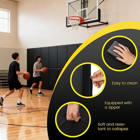 Gym Wall Padding 1 pcs 23.6x60 in Basketball Court Wall Protector Kids Wall Padding 2" Thick High-Density Protective Pads Durable Wall Pads for Garage, Basement Taekwondo Safety (Black) in Kuwait