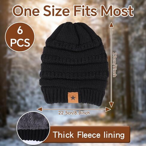 12 Pack Winter Glove and Hat Set for Women 6 Knitted Beanies & 6 Pairs Touchscreen Texting Gloves Warm Fleece Lined Beanie & Mittens in Saudi Arabia