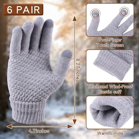 12 Pack Winter Glove and Hat Set for Women 6 Knitted Beanies & 6 Pairs Touchscreen Texting Gloves Warm Fleece Lined Beanie & Mittens in Saudi Arabia