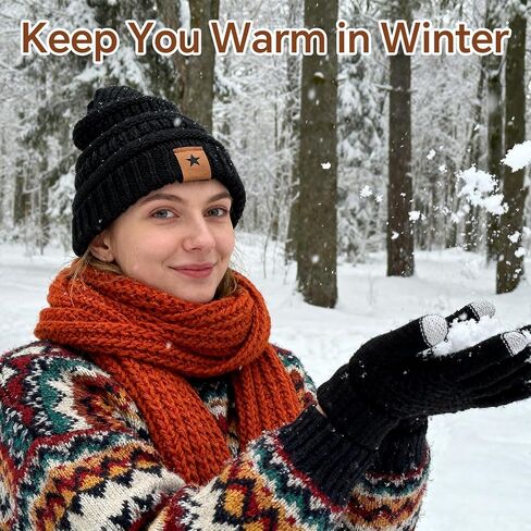 12 Pack Winter Glove and Hat Set for Women 6 Knitted Beanies & 6 Pairs Touchscreen Texting Gloves Warm Fleece Lined Beanie & Mittens in Saudi Arabia