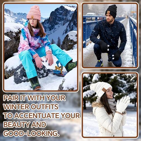 12 Pack Winter Glove and Hat Set for Women 6 Knitted Beanies & 6 Pairs Touchscreen Texting Gloves Warm Fleece Lined Beanie & Mittens in Saudi Arabia