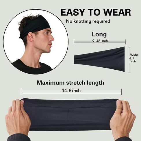 5Pack Sports Headbands for Men,Moisture Wicking Workout Sweatband Headbands for Running,Cycling,Football,Yoga,Hairband for Women and Men in Saudi Arabia