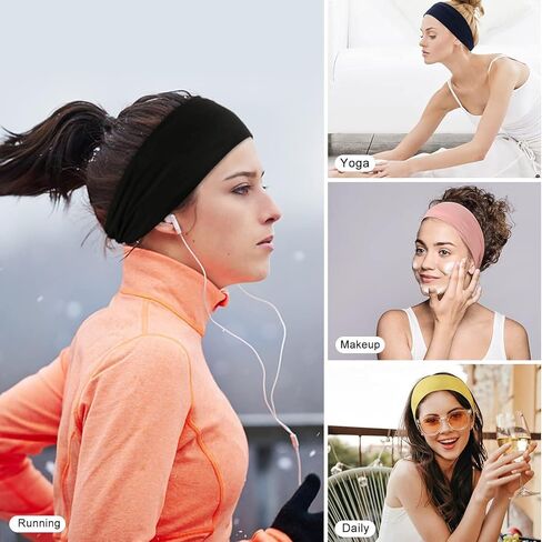 5Pack Sports Headbands for Men,Moisture Wicking Workout Sweatband Headbands for Running,Cycling,Football,Yoga,Hairband for Women and Men in Saudi Arabia