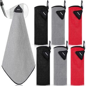 Batiyeer 6 Pack Magnetic Golf Towel Bulk 16" x 16" Microfiber Fabric Towels with Clip Waffle Pattern Absorbent Strength Magnet Golf Accessories Ball Cleaner for Carts Men Gift in Kuwait