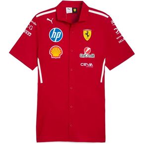 PUMA Mens Scuderia Ferrari Team Crew Neck Short Sleeve Button Up Shirt Casual Tops Casual - Red in Kuwait