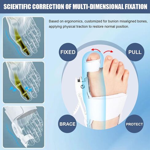 مصحح الورم للنساء والرجال من ريكوفيست - جبيرة أورام العظام لتقويم العظام لأصابع القدم الكبيرة للخياطين من أجل تخفيف آلام أروح المطرقة وأداة فرد أصابع القدم اليسرى/اليمين - قطعة واحدة باللون الأسود in Kuwait
