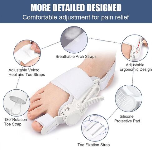 مصحح الورم للنساء والرجال من ريكوفيست - جبيرة أورام العظام لتقويم العظام لأصابع القدم الكبيرة للخياطين من أجل تخفيف آلام أروح المطرقة وأداة فرد أصابع القدم اليسرى/اليمين - قطعة واحدة باللون الأسود in Kuwait