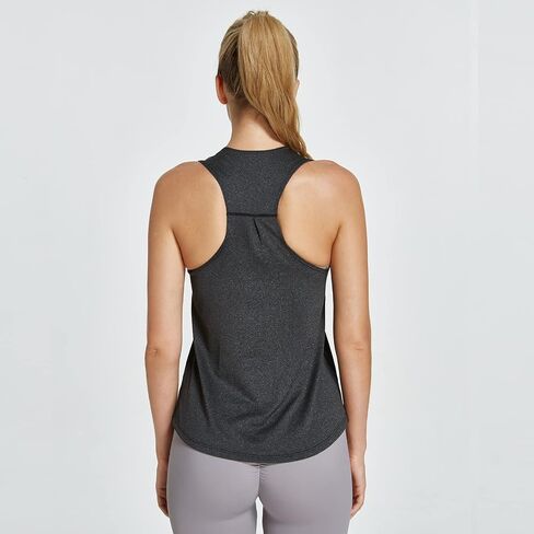 Women Workout Tops Racerback Tank Tops Yoga Shirts Athletic Sleeveless Loose Fit Running Gym Activewear in Saudi Arabia
