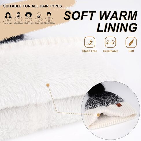 FZ FANTASTIC ZONE Womens Winter Hats Warm Knit Fleece Lined Cap Pompom Beanie Hats for Women Cold Weather in Kuwait