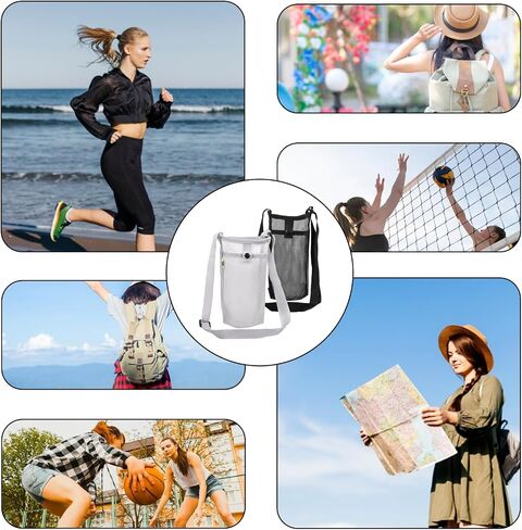 Larrel 2 Pack Portable Water Bottle Holder with Strap, Adjustable Water Bottle Sling Lanyard Pouch Tumbler Carrier for Sports Gym Outdoor Walking Hiking Camping (Black,Grey) in Saudi Arabia