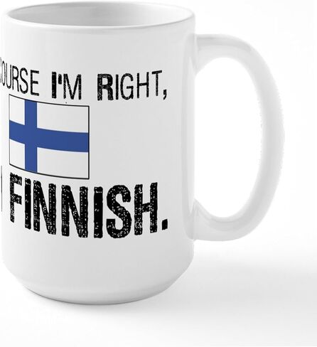 CafePress - كوب كبير فنلندي بالطبع أنا على حق - كوب قهوة، كبير 15 أونصة. فنجان قهوة أبيض in Saudi Arabia