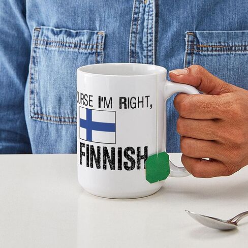 CafePress - كوب كبير فنلندي بالطبع أنا على حق - كوب قهوة، كبير 15 أونصة. فنجان قهوة أبيض in Saudi Arabia