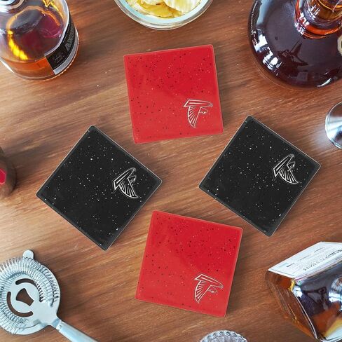 Rico Industries NFL Football Standard Set of 4 Ceramic Drink Coasters with Non-Slip Cork Base for Drinks in Saudi Arabia