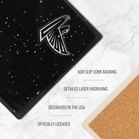 Rico Industries NFL Football Standard Set of 4 Ceramic Drink Coasters with Non-Slip Cork Base for Drinks in Saudi Arabia