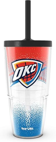 Tervis NBA Oklahoma City Thunder - Defend Made in USA Double Walled Insulated Tumbler Travel Cup Keeps Drinks Cold & Hot, 24oz with Straw Lid, Classic in Saudi Arabia