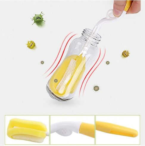 Swivel Bottle Cleaning Brush Set, 7 Different Sizes of Cleaning Tools, Long Handle Bottle Cleaner for Cleaning Narrow Mouth Sports Water Bottles (Yellow) in Saudi Arabia