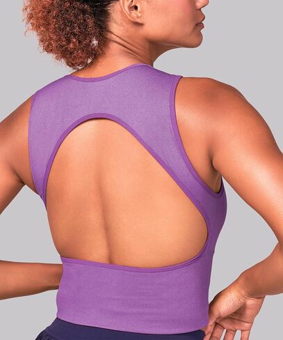 MEIVSO Womens Ribbed Backless Crop Top Open Back Workout Tank Tops Y2K Going Out Sport Shirts with Removable Bra in Saudi Arabia
