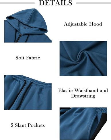 بدلة رياضية للرجال من Babioboa مكونة من قطعتين مع قلنسوة بسحاب كامل وسترة وسترة للركض ومجموعة ألوان كتلة ملابس رياضية للرجال in Kuwait