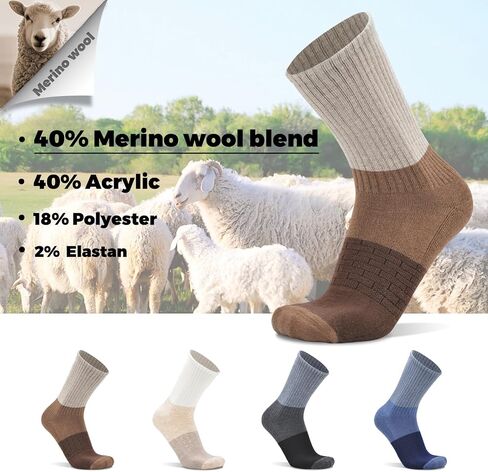 2 Pack Merino Wool Blend Crew Running Walking Hiking Socks for Men Women Athletic Thick Cushioned Soft Warm Socks in Saudi Arabia