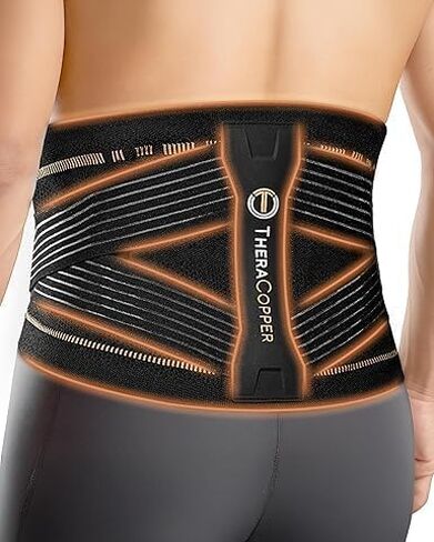 TheraCopper Copper Back Brace for Men & Women — Lumbar Support Belt for Lower Back Pain, Sciatica & Herniated Disc — Infused Copper Back Support with Adjustable Compression (Large) in Saudi Arabia