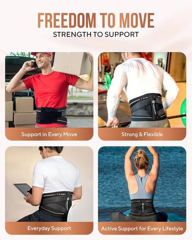 TheraCopper Copper Back Brace for Men & Women — Lumbar Support Belt for Lower Back Pain, Sciatica & Herniated Disc — Infused Copper Back Support with Adjustable Compression (Large) in Saudi Arabia