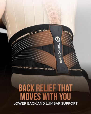 TheraCopper Copper Back Brace for Men & Women — Lumbar Support Belt for Lower Back Pain, Sciatica & Herniated Disc — Infused Copper Back Support with Adjustable Compression (Large) in Saudi Arabia