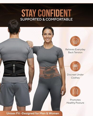 TheraCopper Copper Back Brace for Men & Women — Lumbar Support Belt for Lower Back Pain, Sciatica & Herniated Disc — Infused Copper Back Support with Adjustable Compression (Large) in Saudi Arabia