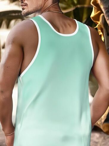 Men's Palm Tree Print Sleeveless Tank Top Vacation Muscle Vest for Summer and Beach in Saudi Arabia