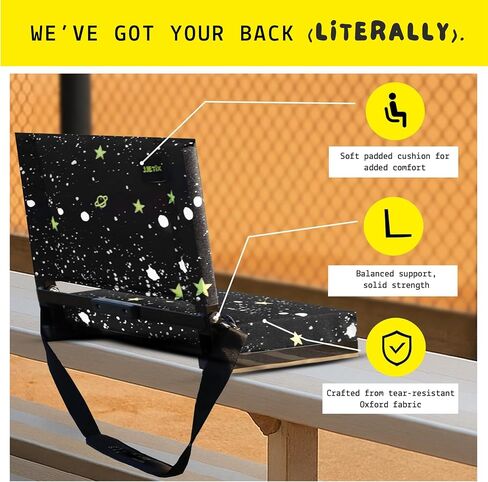 Stadium Seat Bleacher Chair for Adults & Kids with Back Support, Cup Holder, Storage Pouch - Foldable & Lightweight, Portable, Sturdy Chair for Beach, Park, Sports Events - Includes Tote Bag in Saudi Arabia