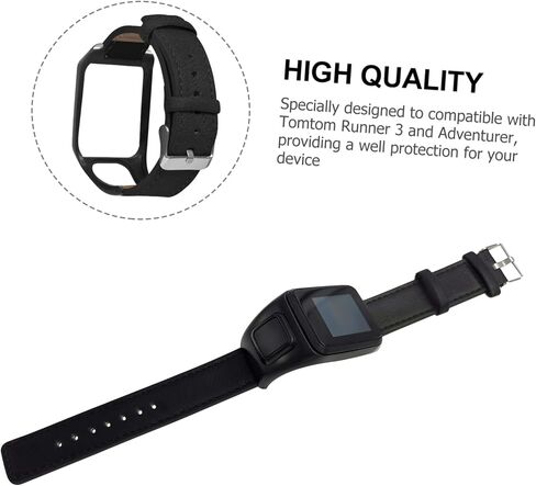 STOBOK Runner 3 Adventurer Retro Flat Leather Watch Band Replacement Strap Compatible with Tomtom Smartwatches Stylish Wristband for Sports and Casual Wear Brown in Saudi Arabia