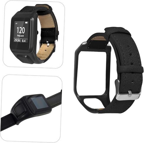 STOBOK Runner 3 Adventurer Retro Flat Leather Watch Band Replacement Strap Compatible with Tomtom Smartwatches Stylish Wristband for Sports and Casual Wear Brown in Saudi Arabia