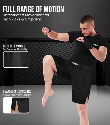 شورت Exxact Sports Pro MMA، شورت No-Gi BJJ Jiu Jitsu للرجال، الملاكمة، UFC، التدريب المتقاطع، شورت كيك بوكسينغ والتصارع in Saudi Arabia
