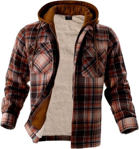LeeHanTon Mens Flannel Jacket Heavyweight Sherpa Fleece Jackets Outdoor Hiking Casual Soft Warm Coat with Pockets in Saudi Arabia