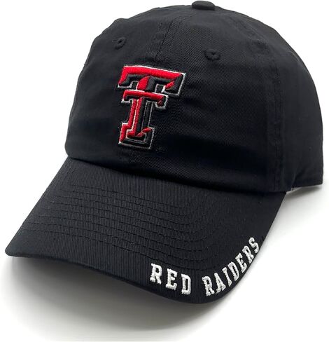 قبعة جامعة Texas Tech مرخصة رسميًا، إصدار كلاسيكي قابل للتعديل، مقاس مريح ومطرز بشعار الفريق in Saudi Arabia