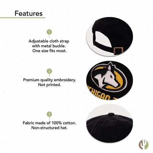 Desert Cactus Michigan Tech Baseball Hat Huskies MTU Technological Brimmed Embroirderd Hats Cap Adjustable Cloth Strap Adult (Style A) Black in Saudi Arabia