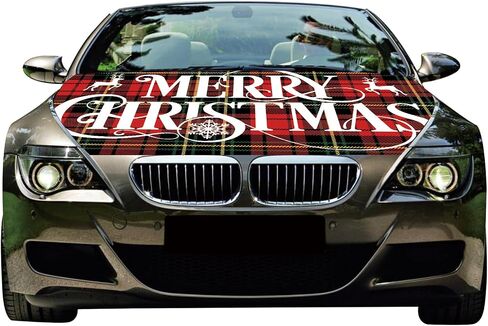 Merry Christmas Car Hood Cover - 4x5 Ft Polyester Engine Flag - Utah Flag - Elastic Fabrics - Washable in Saudi Arabia