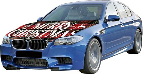 Merry Christmas Car Hood Cover - 4x5 Ft Polyester Engine Flag - Utah Flag - Elastic Fabrics - Washable in Saudi Arabia