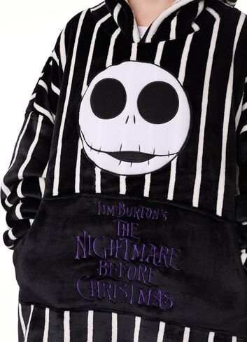 خيارات بطانية ديزني The Nightmare Before Christmas ذات القلنسوة المطبوعة بالكامل أو المخططة من جاك سكيلينجتون للبالغين من الشيربا in Kuwait