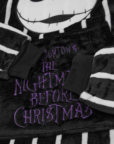 خيارات بطانية ديزني The Nightmare Before Christmas ذات القلنسوة المطبوعة بالكامل أو المخططة من جاك سكيلينجتون للبالغين من الشيربا in Kuwait